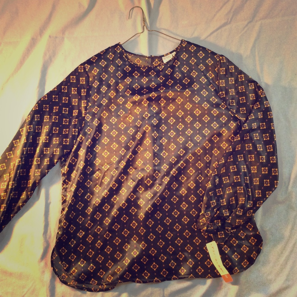 80s Secretary Vintage Blouse Retro NWT Silky Black Medallions! JH Collectibles!